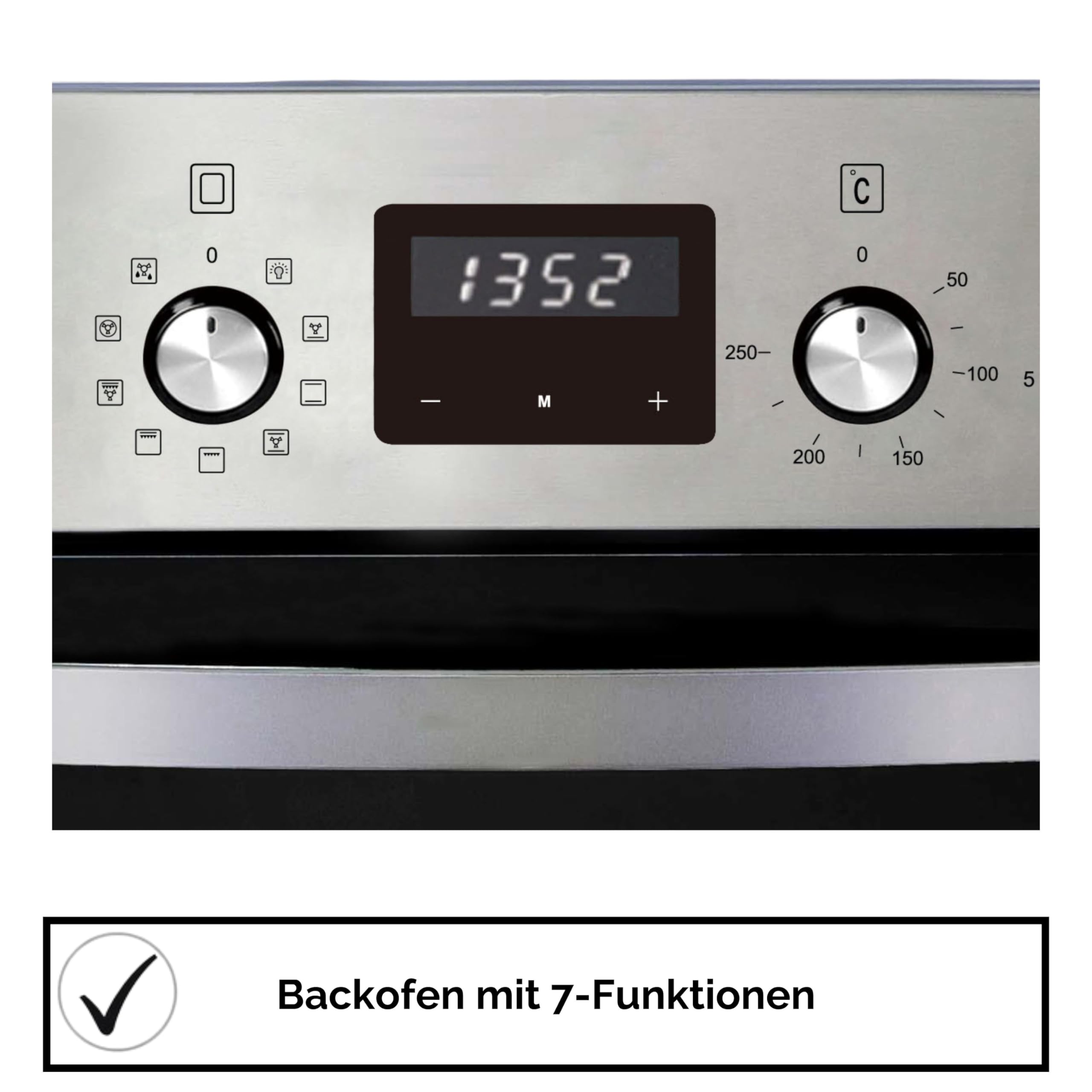 PKM Einbau-Herdset BIC 1000 IX4 | Teleskopauszug | 7 Backofen-Funktionen | inkl Heißluft-, Umluft- & Grillfunktion | Timer | Garraum 59L | Glaskeramikkochfeld | Doppelkreis-& Bräterzone