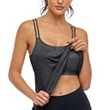 Women's Workout Yoga Racerback Tank Tops with Built in Shelf Bra
