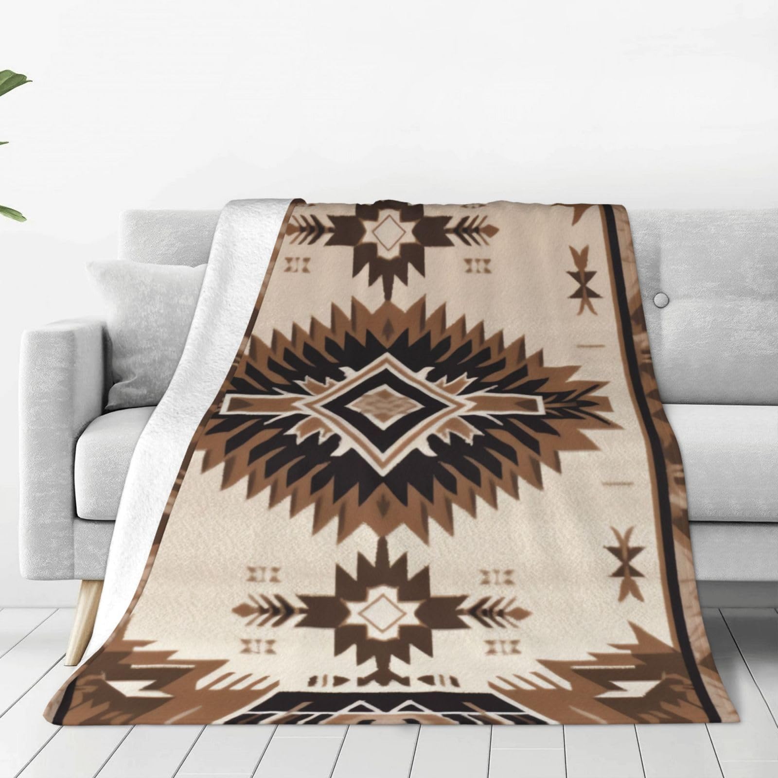 KLOPH Native American Throw Blanket 50"x40" Flannel Fluffy Warm Blanket for Couch, Reversible Plush Blankets for Bed, Comfy Fuzzy Blanket for Sofa, Plush Lightweight-Blankets for All Season