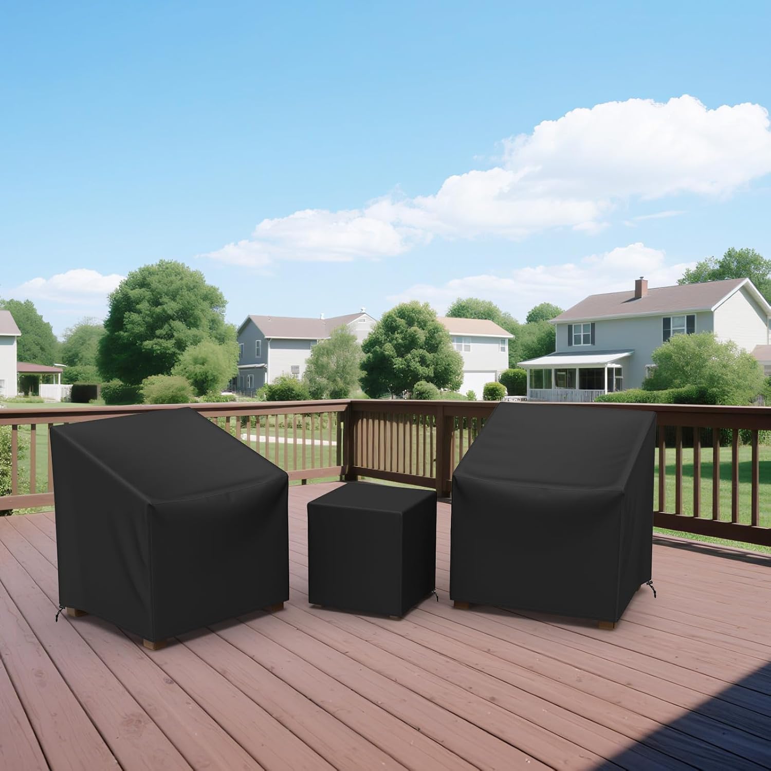 Gasadar Outdoor Furniture Cover Waterproof,3 Piece Patio Furniture Set Cover for Outside Chairs and Coffee Table,Windproof,Black