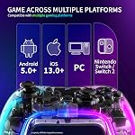 Fosmon Wireless Bluetooth Gaming Controller for Switch 2/1/Lite/OLED, Android/iOS/PC/Steam/Apple Arcade MFi Games, Pro Controller with RGB Lights (14 Color), 4 Level Vibration, 6-Axis Gyro, Turbo | Compatible with Switch Lite, Android, iOS, PC, Steam