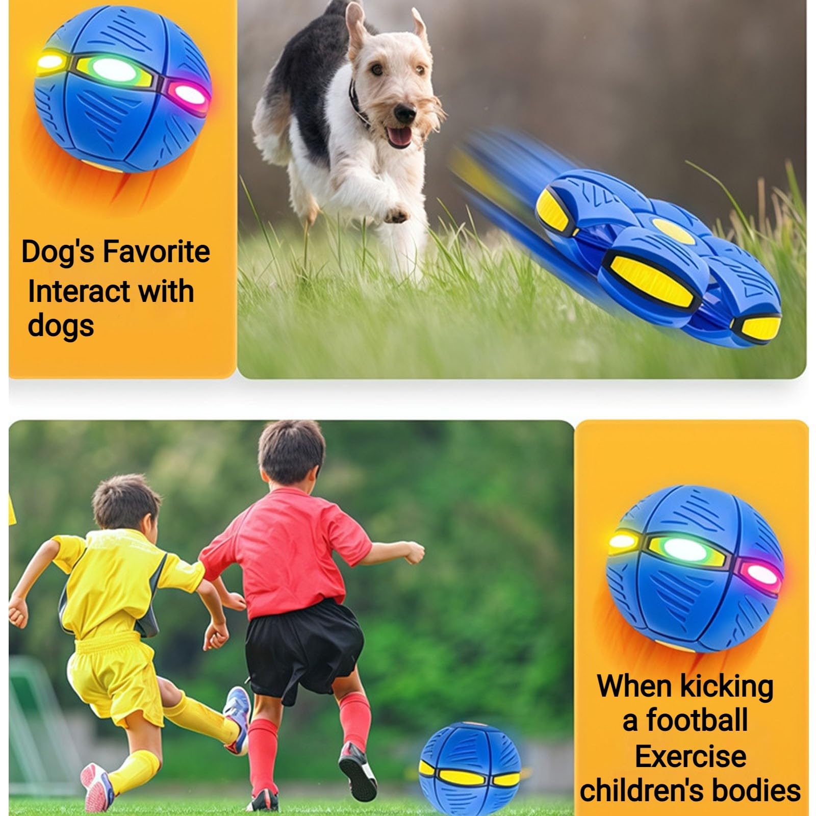 Générique Balle rebondissante Magique à 6 lumières pour Enfants – Soucoupe Volante Transformable pour Jeu en Famille et Chien – Jouet interactif et éducatif pour développement Moteur