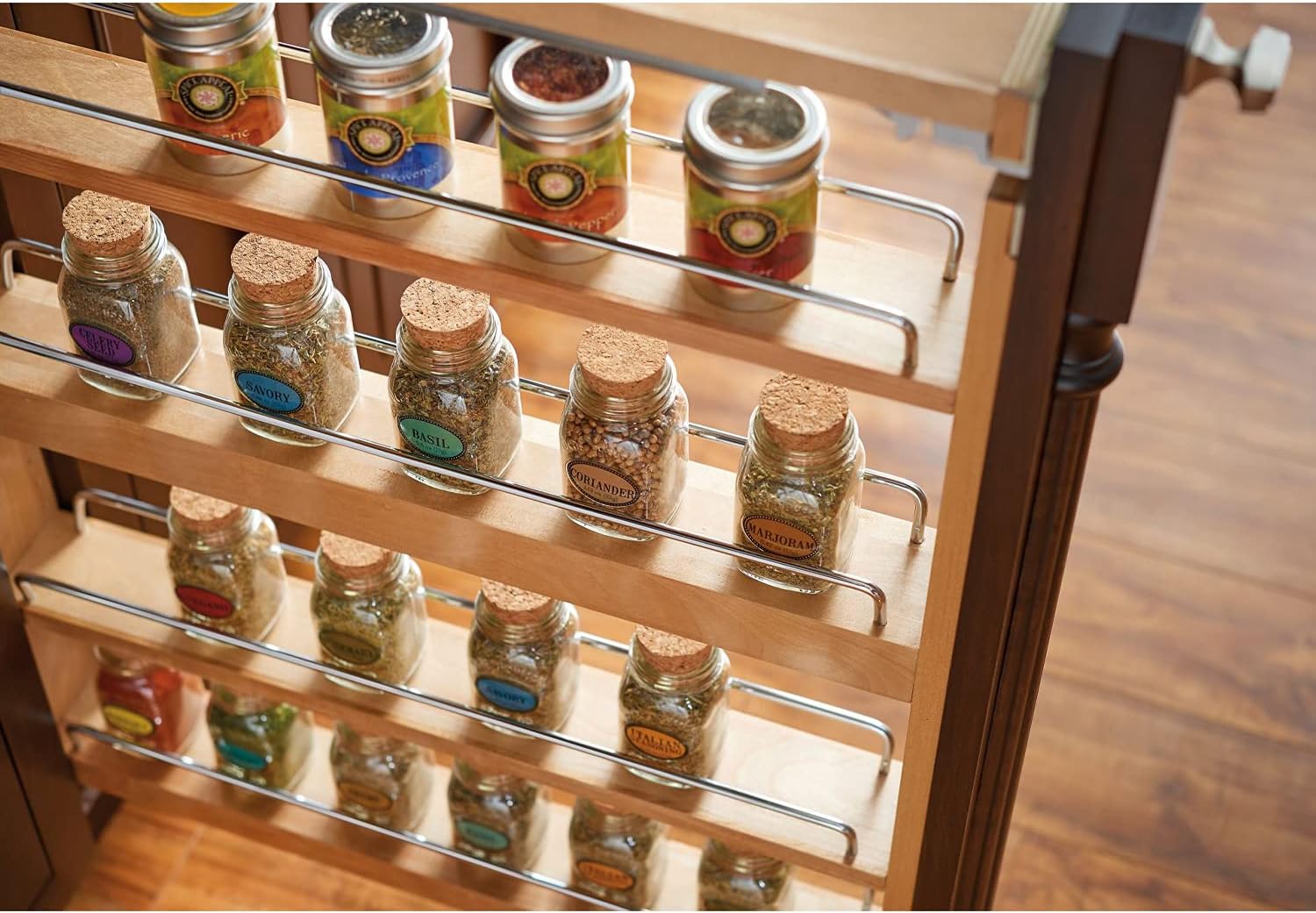Best Promo Rev-A-Shelf 432-BF-3C 3-Inch Base Cabinet Filler Pullout Kitchen Wooden Spice Rack Holder Shelves for Storage Organization