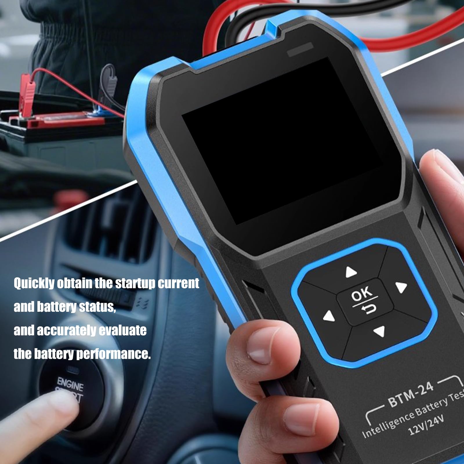 Testeur de charge de batterie automobile multiple avec affichage de 6,1 cm en temps réel pour voiture, camion, moto, outil d'analyse de batterie automobile