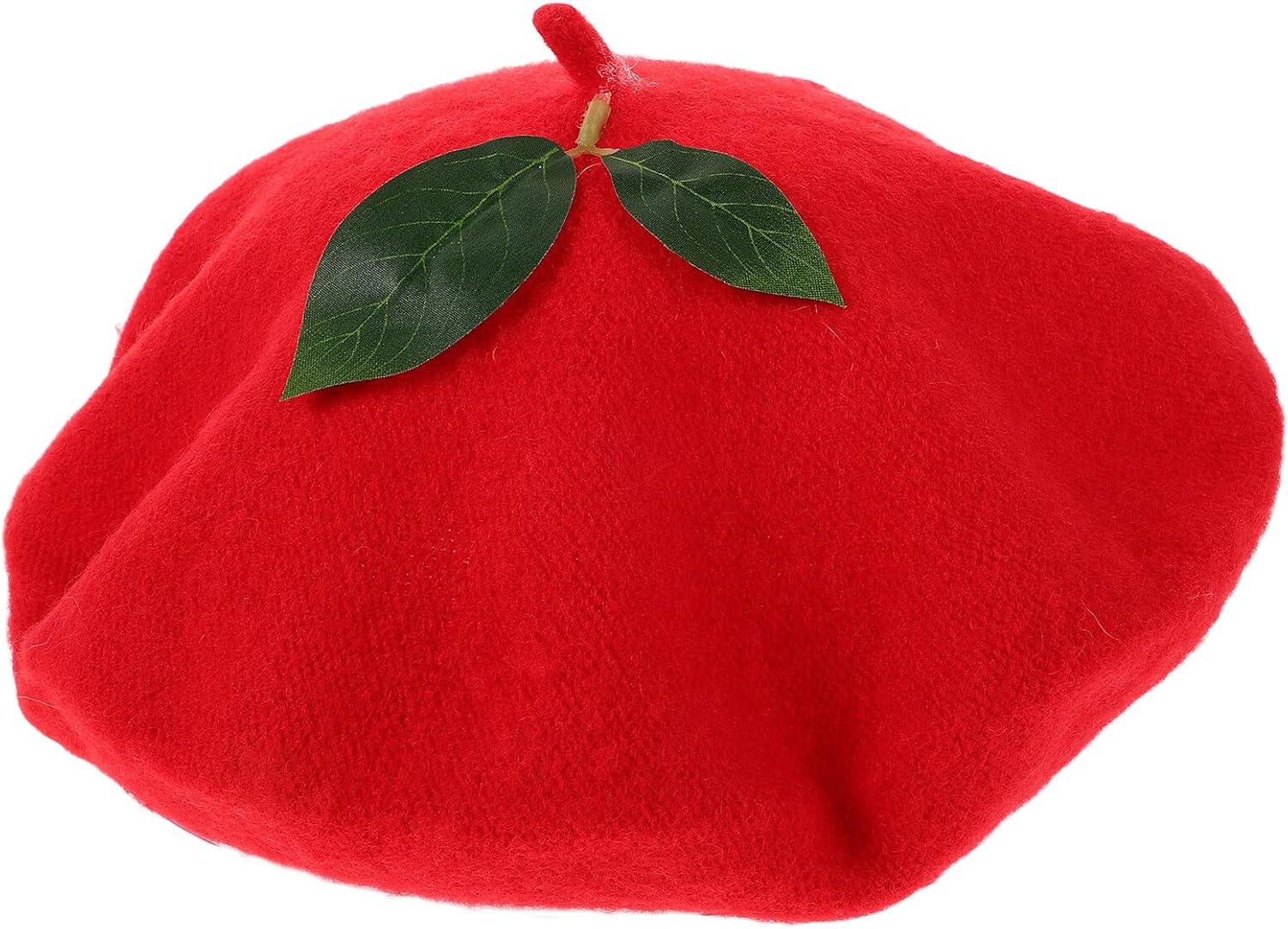 Unomor Strawberry Decorative Beret Hat for Women, Red Knitted Performing Beret Cap with Charm, Stylish Party Headwear for Female Accessories