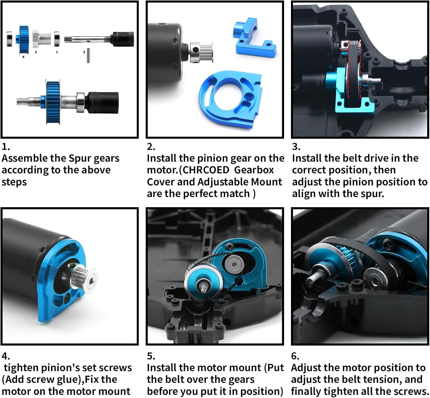 TT02 Belt Drive, RC Car Belt Drive Transmission Gears System, 32T /16T Aluminum Pulley Gear, Metal Spur Gear for Tamiya 1/10 4WD Shaft Drive On Road RC Car TT-02 Blue