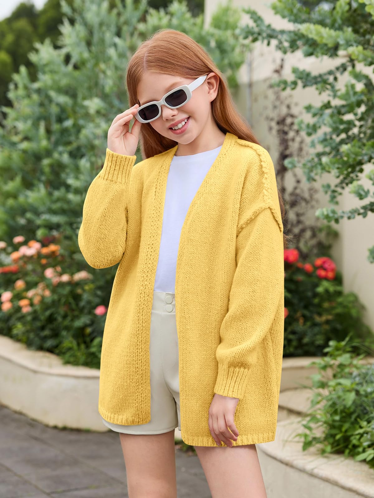 Haloumoning Cardigan oversize per ragazze maglioni per bambini aperto