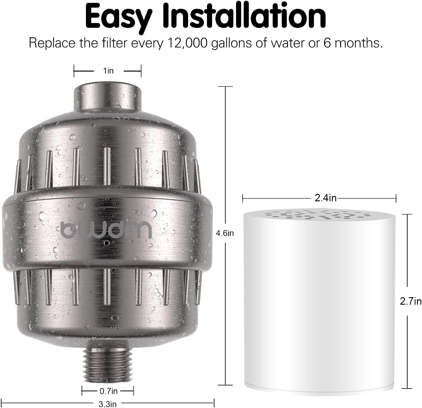 15 Stage Shower Filter Shower Head Filter - Hard Water Filter,Remove Chlorine Heavy Metals and Other Sediments, Vitamin C Water Softener Reduces Dry Itchy Skin,Dandruff