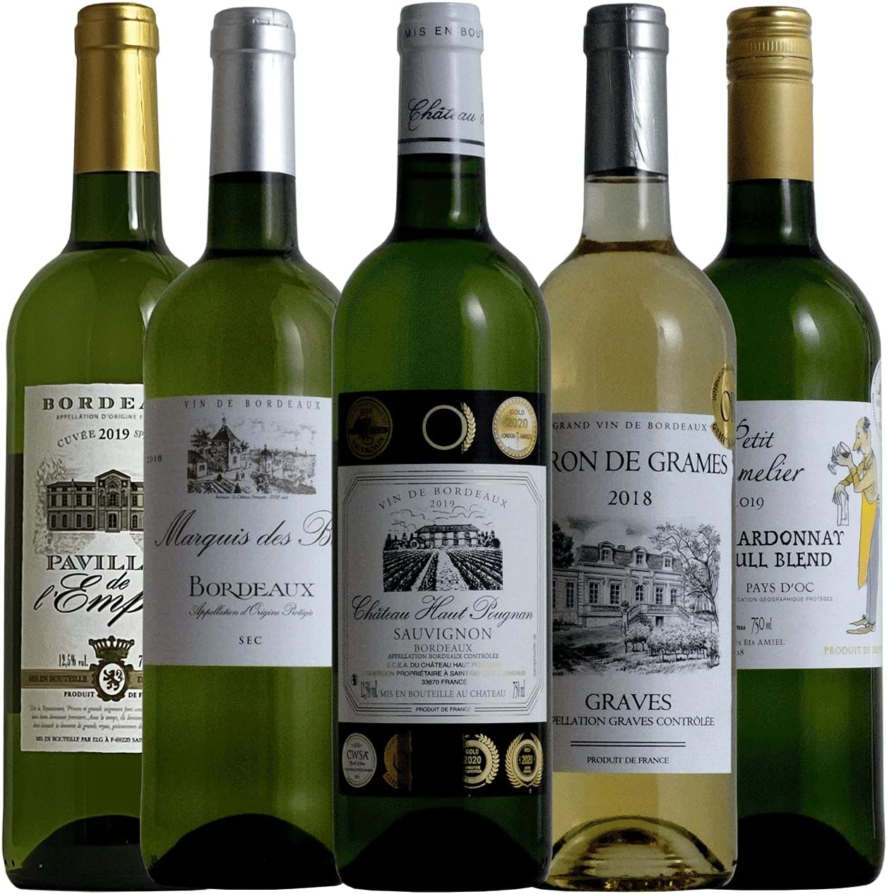 全て金賞受賞 フランス白ワイン飲み比べ プレゼント ソムリエ厳選ワインセット 750ml 白ワイン 5本