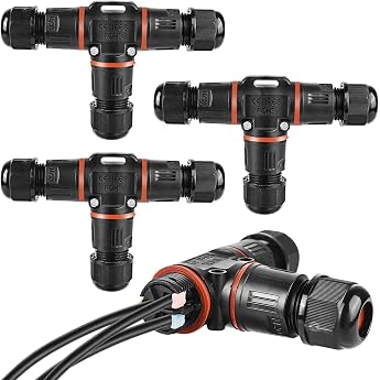 Cable Connector Waterproof 3-Pin IP68 Connection Sleeve Earth Cable Junction Box 3 Way for Diameter 3-12 mm Cable Diameter Connection Box Junction Box Outdoor Waterproof Pack of 3 Black