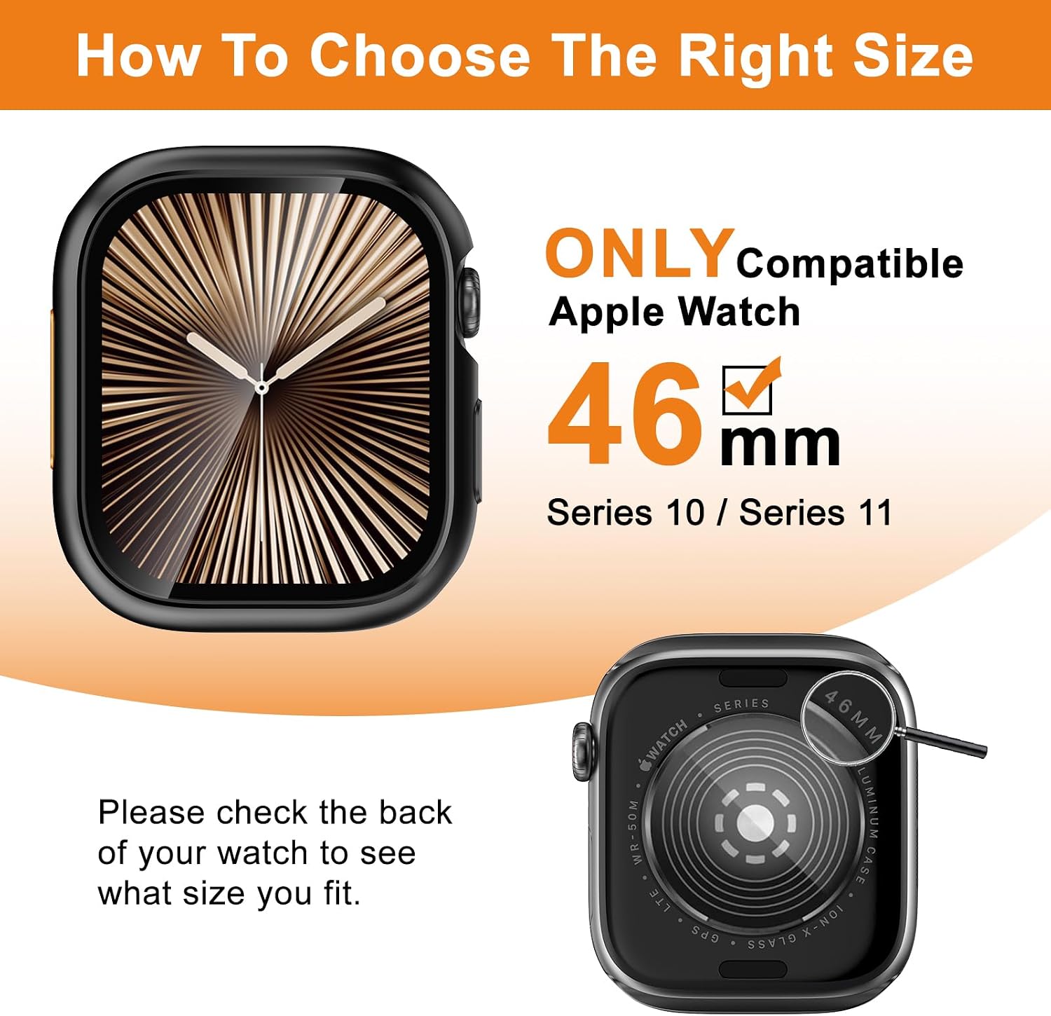 YIJDACASE [Anti-Crack] Metal Waterproof Case for Apple Watch Series 11/10 46mm, Built-in Glass Screen Protector, Military-Grade Shockproof Bumper 360 Full Protective Cover for Men Women, Black