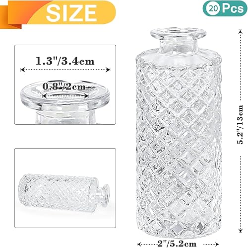Miniatura 4 de Jarrón de cristal verde, paquete de 20 jarrones Living Bud, pequeños jarrones de diamante a granel, mini jarrones de flores para centro de mesa,