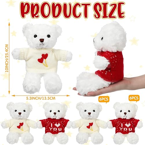 Miniatura 2 de Hungdao 12 piezas de oso de peluche para el día de San Valentín, oso de 10.83 pulgadas, suaves y lindos animales para novia, cumpleaños, boda,