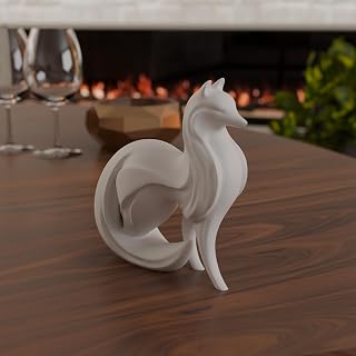DECO FABRICA Modern Tilki Biblo – Geometrik Hayvan Figürü Heykeli | İskandinav Ev Dekoru, Kitaplık ve Raf Süsü, Estetik Hediyelik Obje