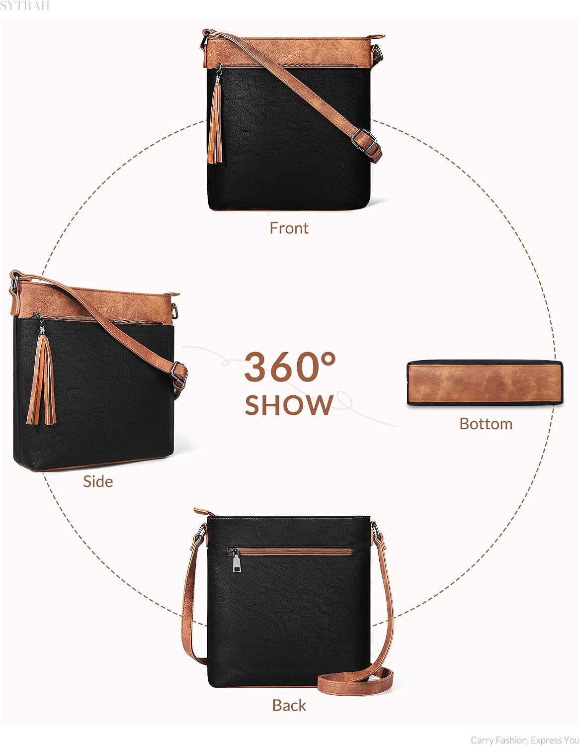 SYTRAH Anti Theft Crossbody Purses for Women RFID Blocking Crossbody Bags, Travel Shoulder Purse with Built-in Wallet