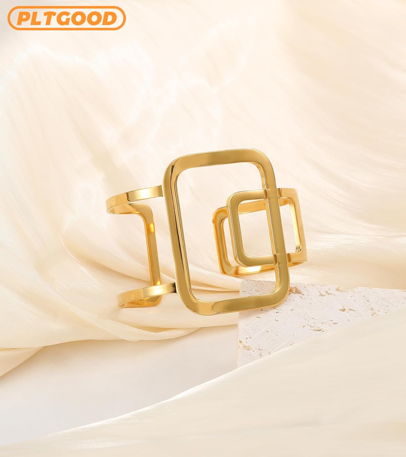 Gold Bracelets For Women Open Chunky Gold Bracelet Curve Cuff Bracelets For Women Adjustable Cuff Bangle Bracelet - Image 6