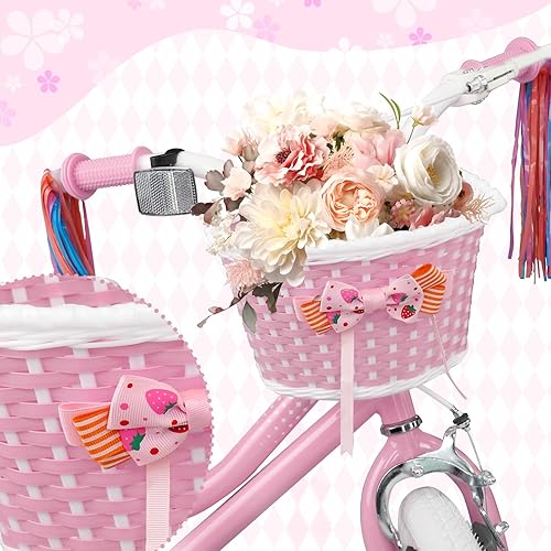 Miniatura 6 de KORIMEFA Girls Bikes Ages 2-4 4-6 6-8 with Training Wheels 12 14 16 Inch, Little Small Kids Princess Toddler Bicycle with Streamers, Pedal Bike with