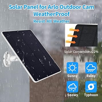 Solar Panel Charger for Arlo Essential 2K Outdoor(2nd Gen)/Essential XL Camera(2nd Gen)/Essential Spotlight Camera, USB C and Micro USB Plug, 9.8ft Cable, Weatherproof (2Pack)