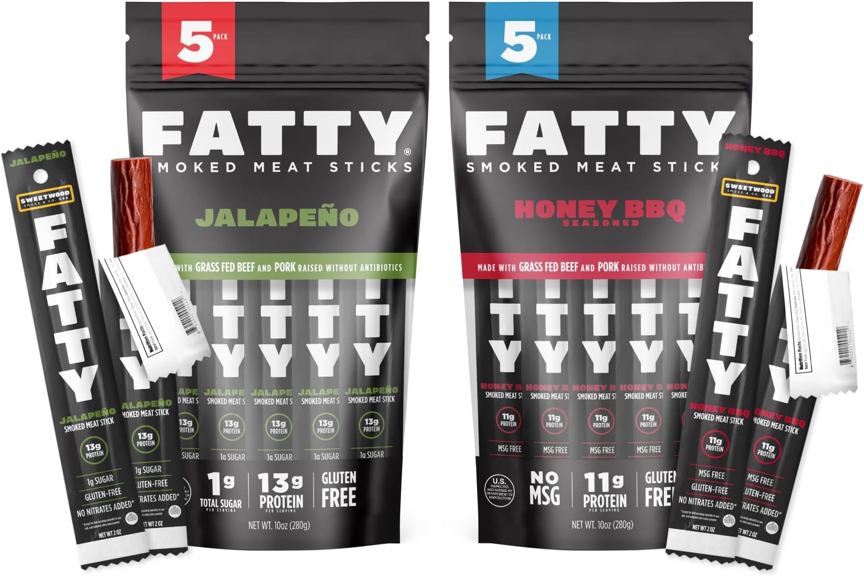 FATTY Variety Pack Meat Sticks, Gift For Him, GrassFed