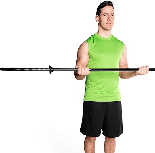 Miniatura 4 de CAP Barbell Barra roscada sólida estándar de 57" con collares de bloqueo de estrella, 1 pulgada