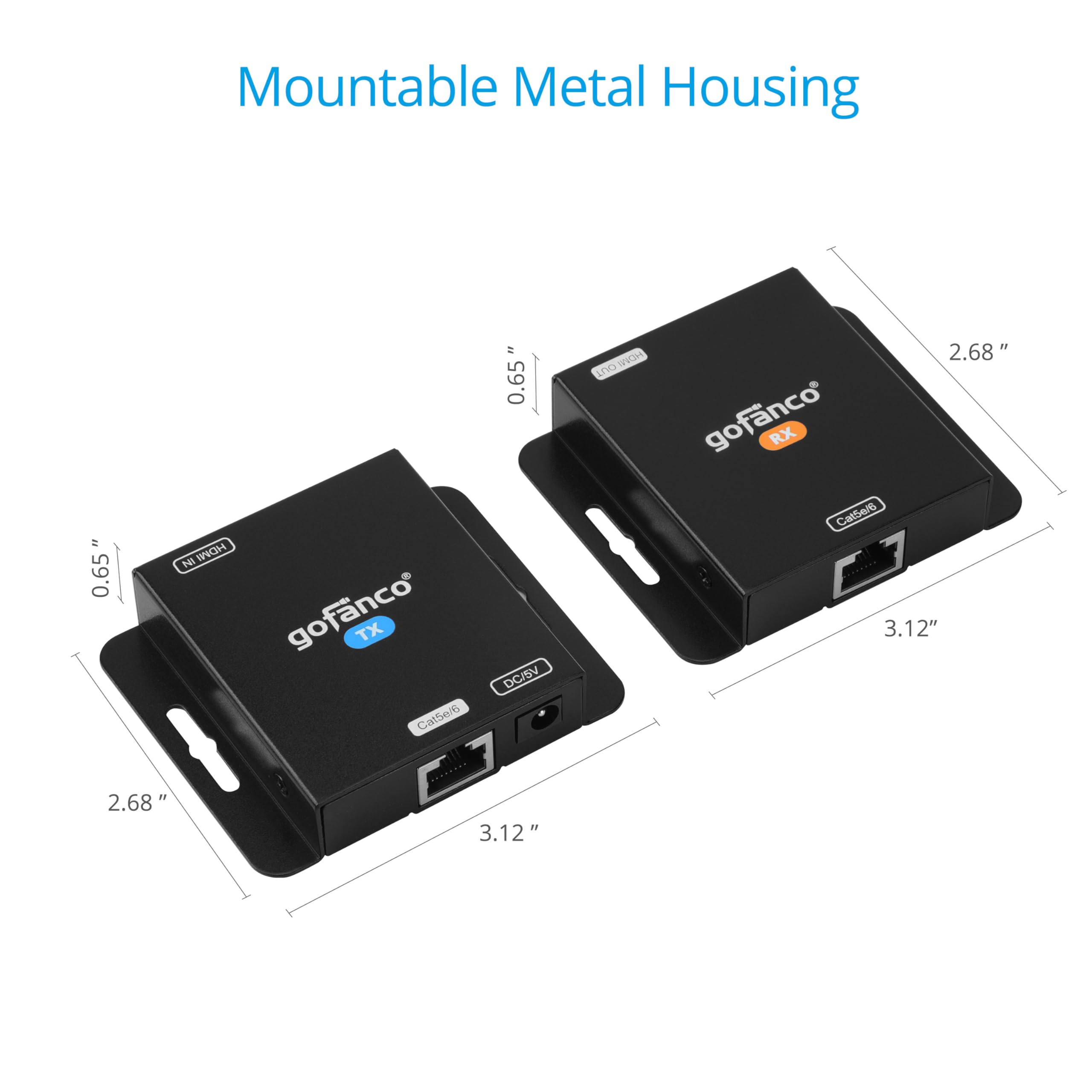 Gofanco - Prolunga HDMI 1080p su un singolo cavo Ethernet CAT5e/CAT6/CAT7, fino a 50 m a 1080p, supporta video 3D