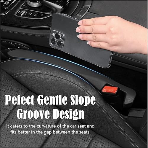 Miniatura 5 de Paquete de 2 tiras de enchufe universales para asiento de automóvil, SUV y camión, de piel sintética, bloqueador de grietas para asiento lateral de