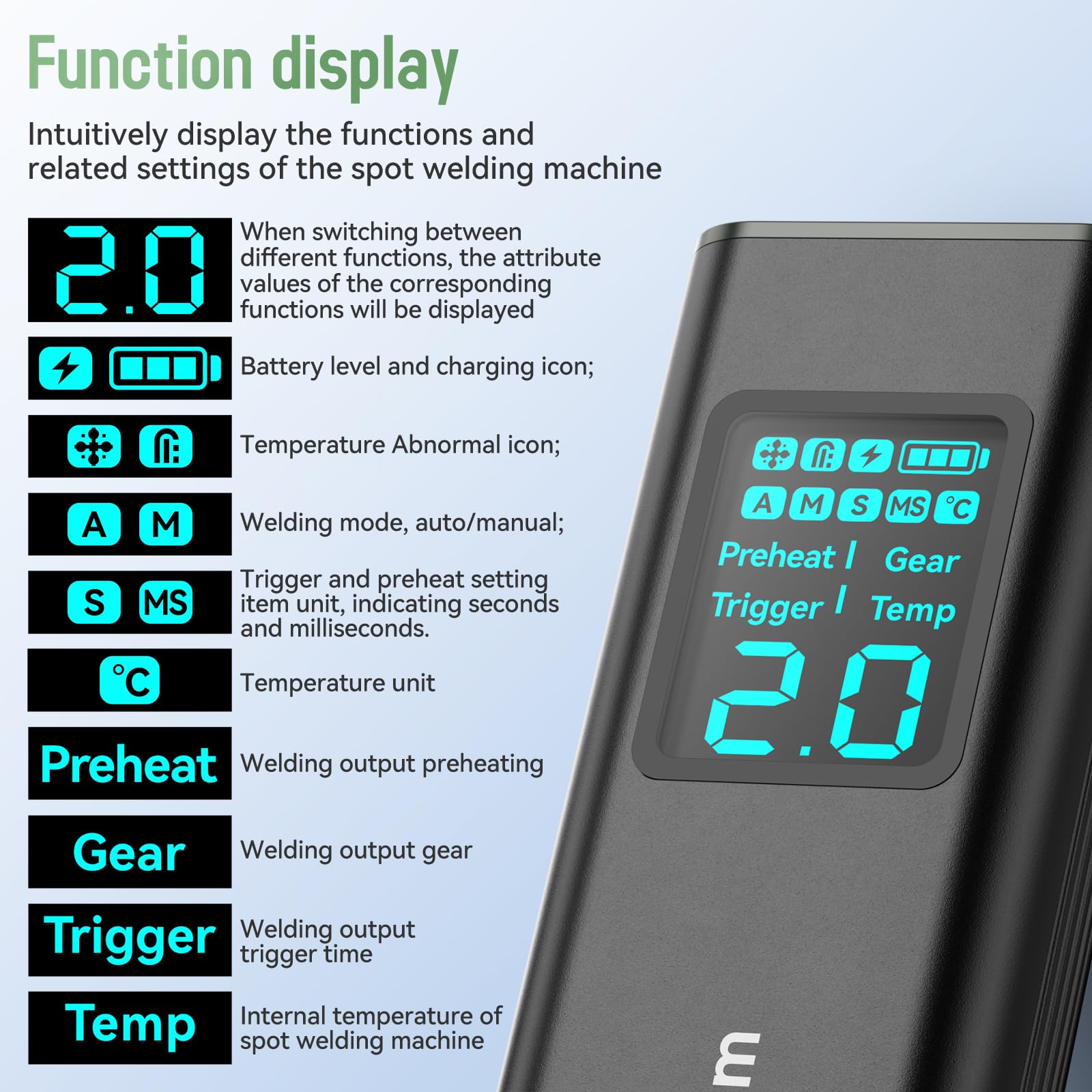 Soudeur à points portable avec double impulsion, 99 vitesses