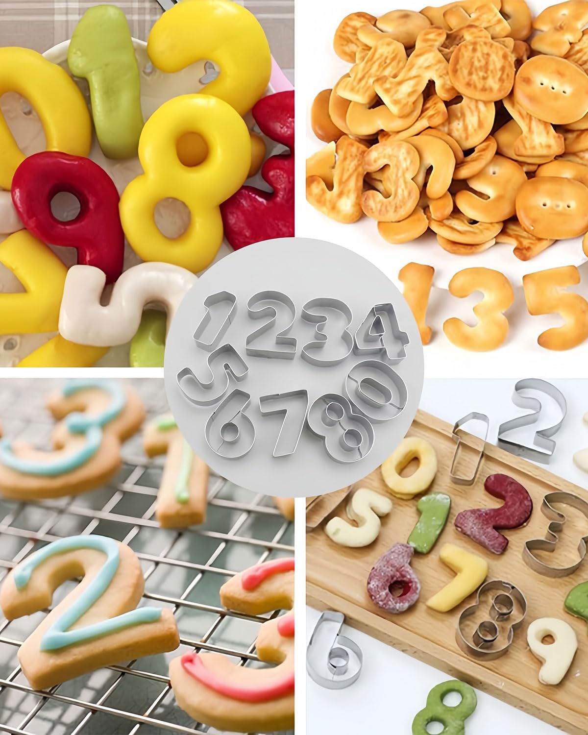 Stampini Per Biscotti Numeri 0-9 In Acciaio Inox - 9 Pezzi Per Torte, Biscotti, Fondente - Ideale Per Bambini