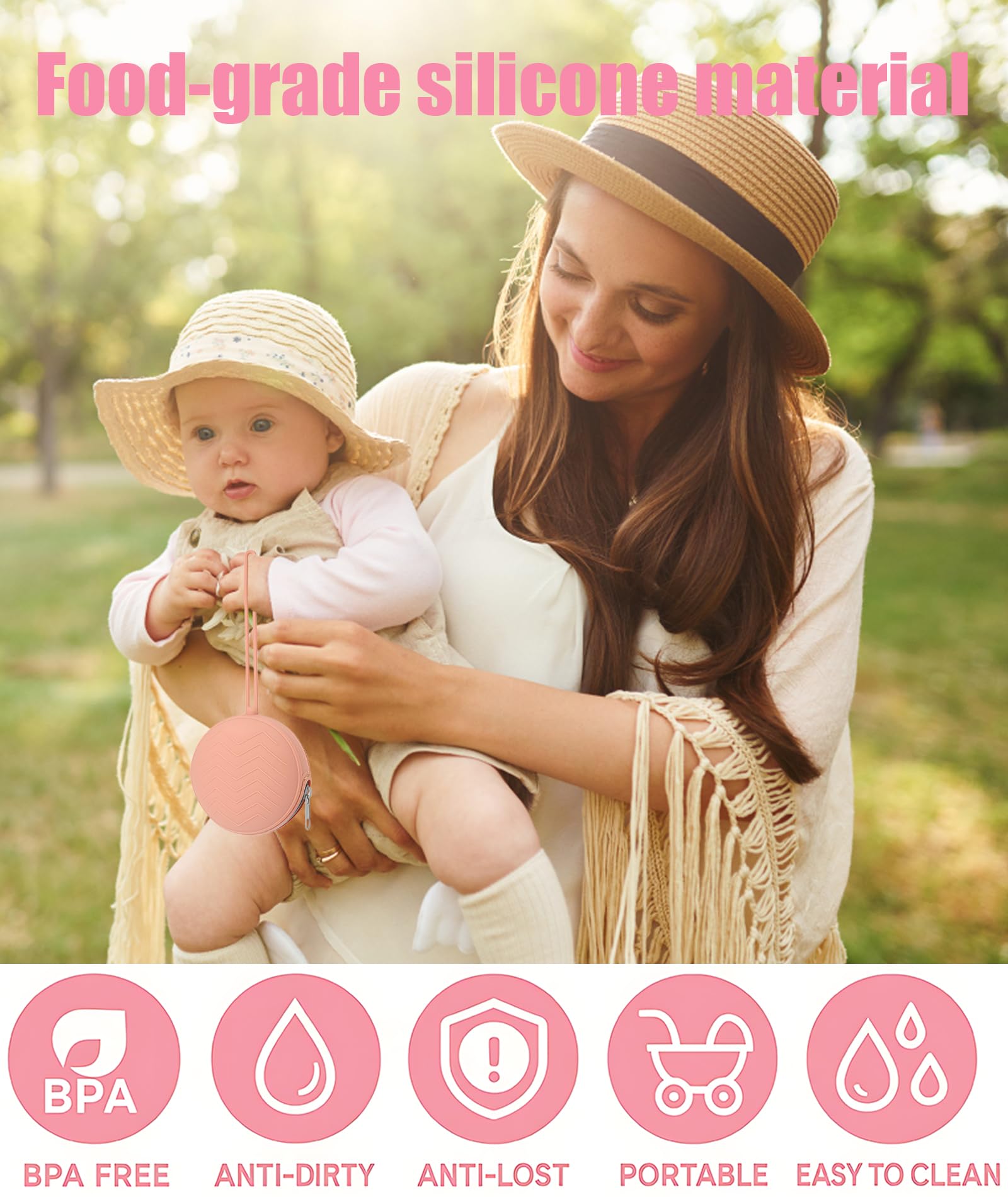 2 Pcs Nipple Shield, Pacifier, Dummy Case, Dummy Holder Case Portable Children's Silicone Change Storage Bag - Image 5 thumbnail
