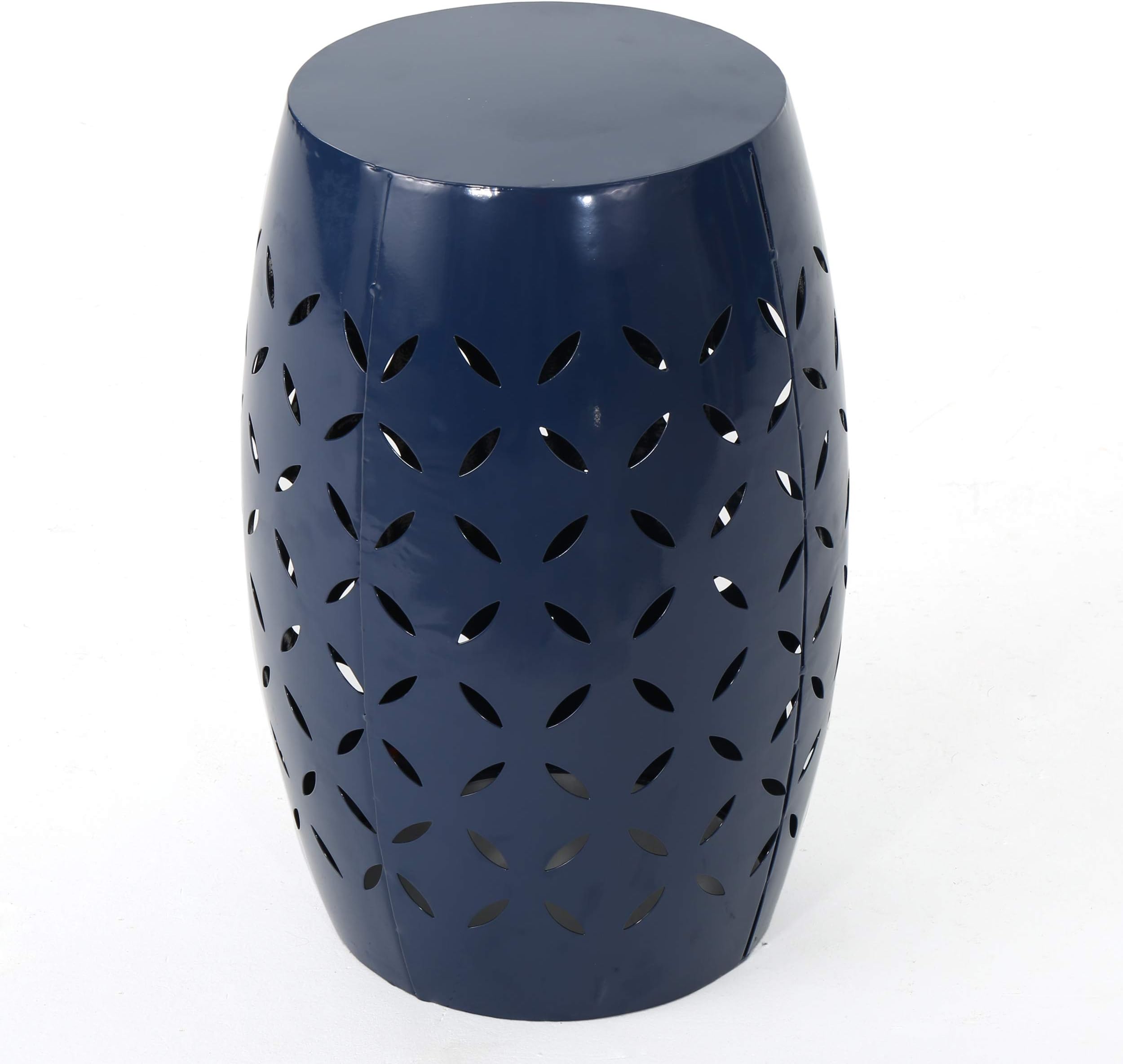 Joyce Lace Cut Dark Blue Iron Accent Table