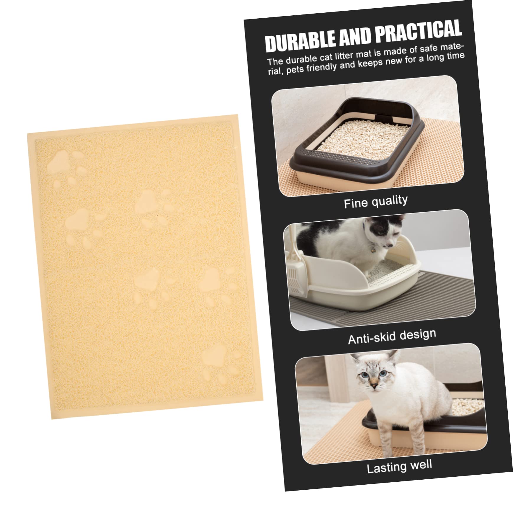BESPORTBLE 8stücke Katzenstreu Matte Mit Krallen-design Rutschfeste Pvc Haustiermatte Längliche Katzenklo Unterlage Leicht Zu Reinigen
