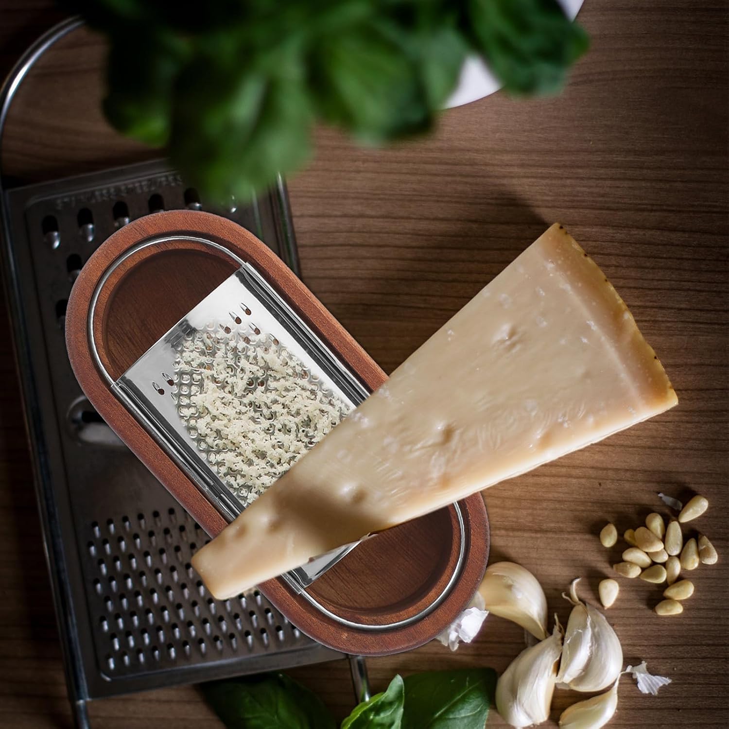 Cheese Grater with Wood Handle Stainless Steel for Kitchen Cooking