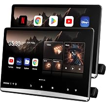 Seventour 12.4" 4K Android 13 Car TV Headrest MonitorPair, Dual Linked Touch Screen Rear Seat Entertainment System, Support Phone Wireless Mirroring, with WiFi/HDMI/BT/Video Player 4G+64G Pair