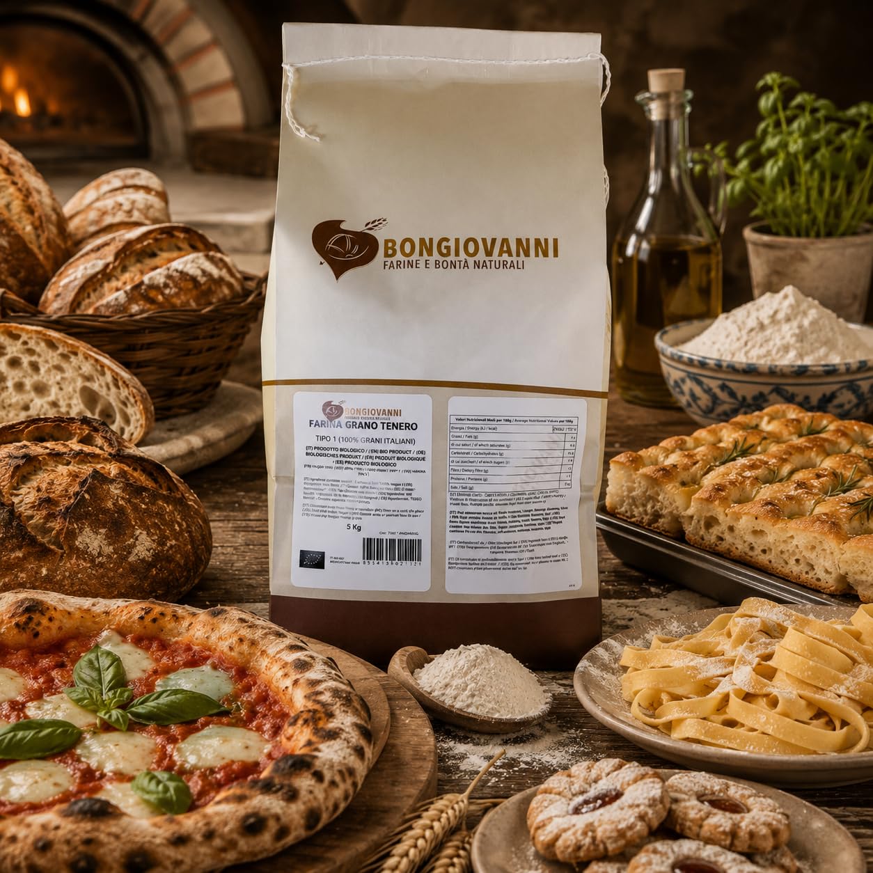 BONGIOVANNI FARINE E BONTA' NATURALI Farina Tipo 1 di Grano Tenero BIO - 5 Kg