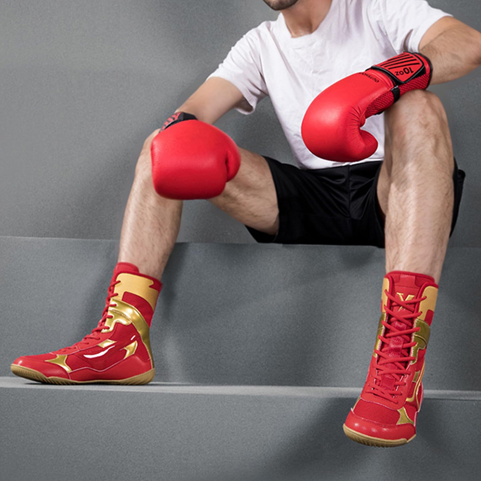 Scarpe da Boxe per Uomo Donna Scarpe Pugilato Lotta Allenamento Adulti,Traspiranti Fighting Antiscivolo Combattimento Traspiranti Bodybuilding Boxe Stivali Wrestling
