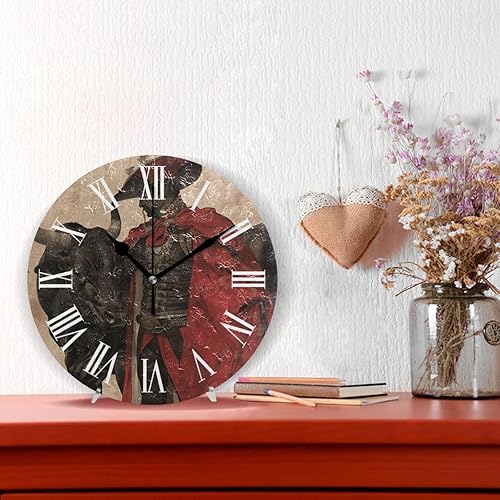 Miniatura 2 de Reloj de pared redondo de torero retro de 10 pulgadas para garaje, taller, sin tictac, simple para el hogar, sala de estar, cocina