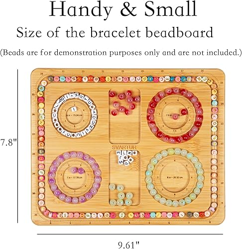 Miniatura 2 de Svartur Tablero pequeño de madera de bambú para hacer pulseras de 6, 7, 7, 5, 8 pulgadas, medidas imperiales marcadas para hacer joyas, tobilleras y