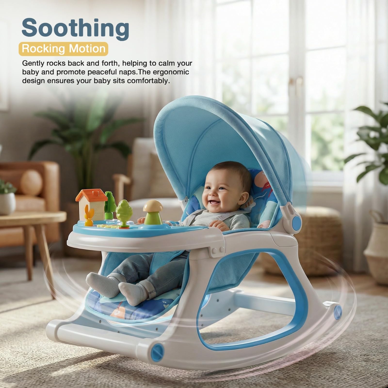 Baybee Baby Rocking Horse for Kids, Swing Chair for Kids, Plastic Swing Horse Ride-on Toy - Baby Rocking Chair for Indoors Outdoors for 1 to 3 Years Boy Girl (Blue) 1