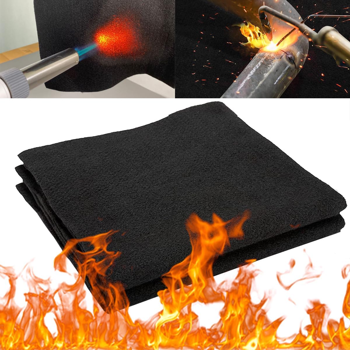 Wonninek 2 Pack Carbon Felt Welding Blanket, High Temper Fireproof ...
