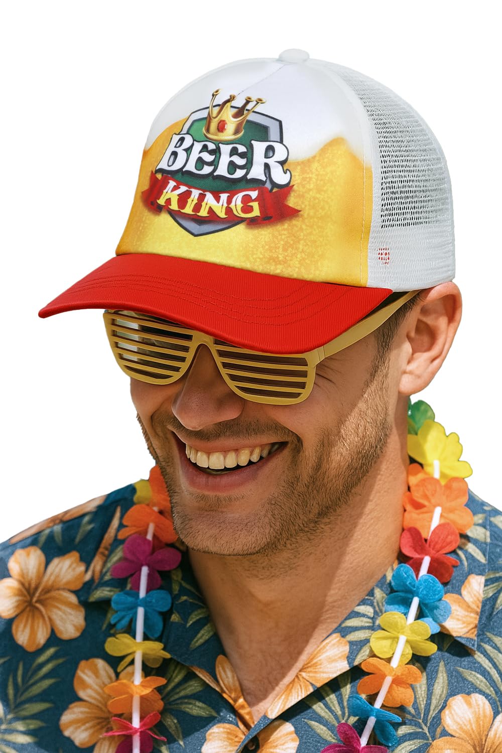 FIESTAS GUIRCA | Beer King Cap Multicolour (One Size) - Fancy Dress Accessory for 80s Parties and Retro Celebrations - Ideal for Carnival and Halloween - Unisex - Multicolour