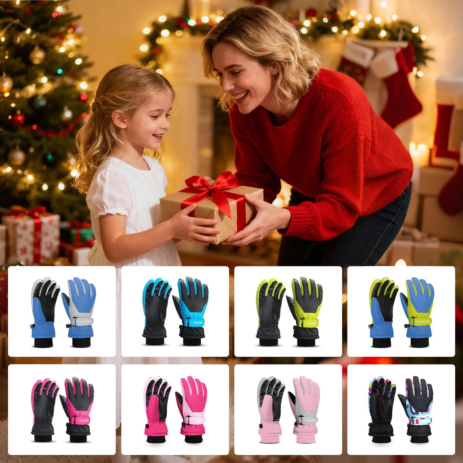 ThxToms Kids Winter Gloves Waterproof Ski Snow Gloves for Boys & Girls Cold Weather Outdoor Sports Snowboard Bicycle for 4-14 Years Old - Image 8