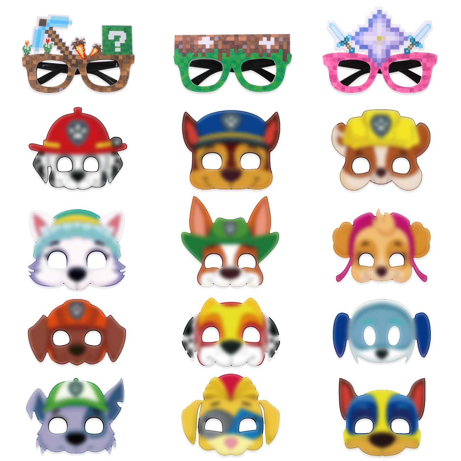 MLPKOI 15 Pcs Masks Party Bag Fillers for Kids Card Masks Costumes Toy Party Favors Gaming Themed Paper Masks Costumes Toy Gift for Kids Boys Girls