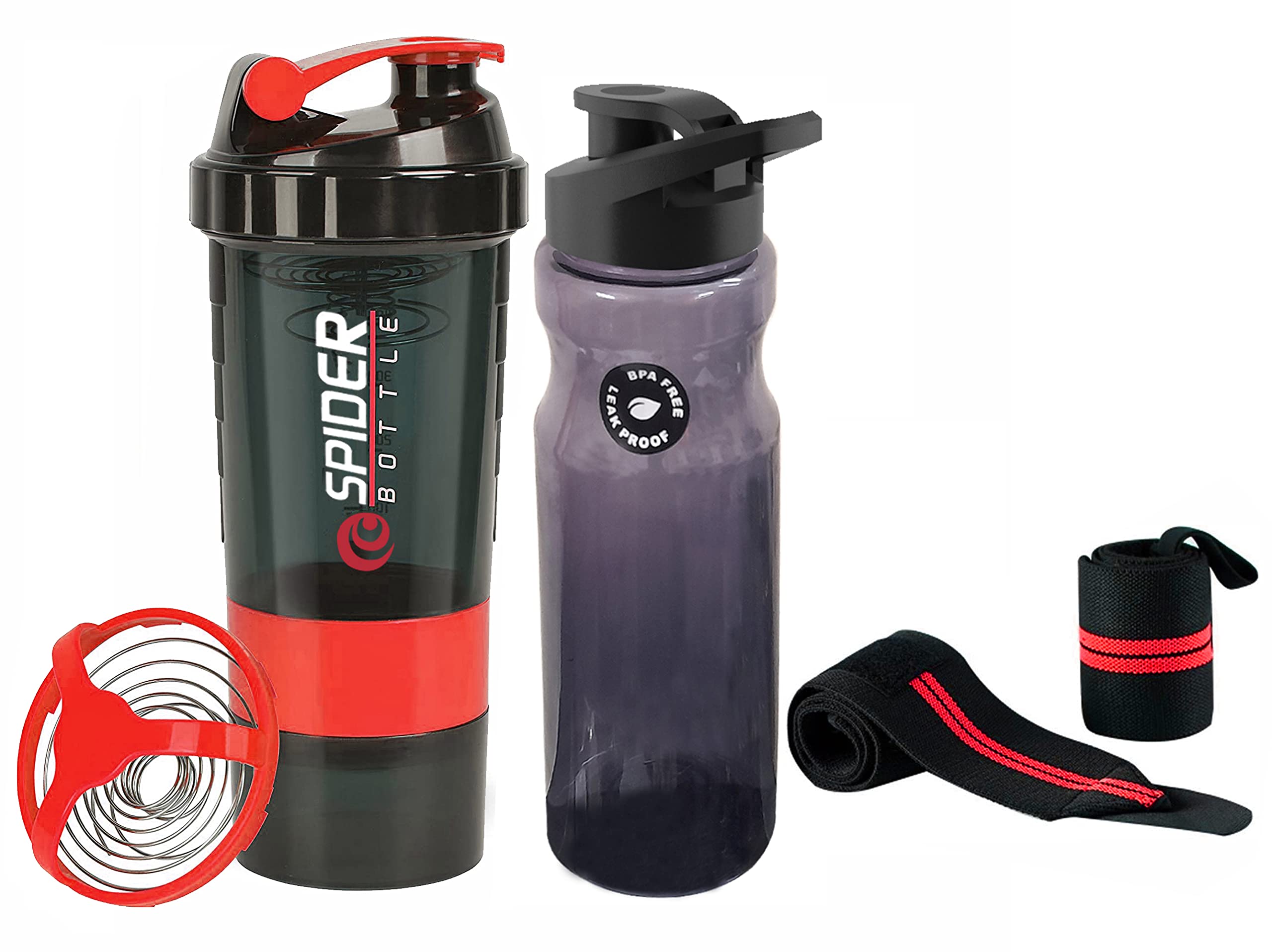 Shaker Bottle Fitness Combo Gym Shaker with Wrist Band and SippyFor Gym & Fitness Kit|Gym Shaker|Water Bottle|Workout Bottle|Wrist Wrap|Gym Hand Band for Men & Women. (RED)-image-33