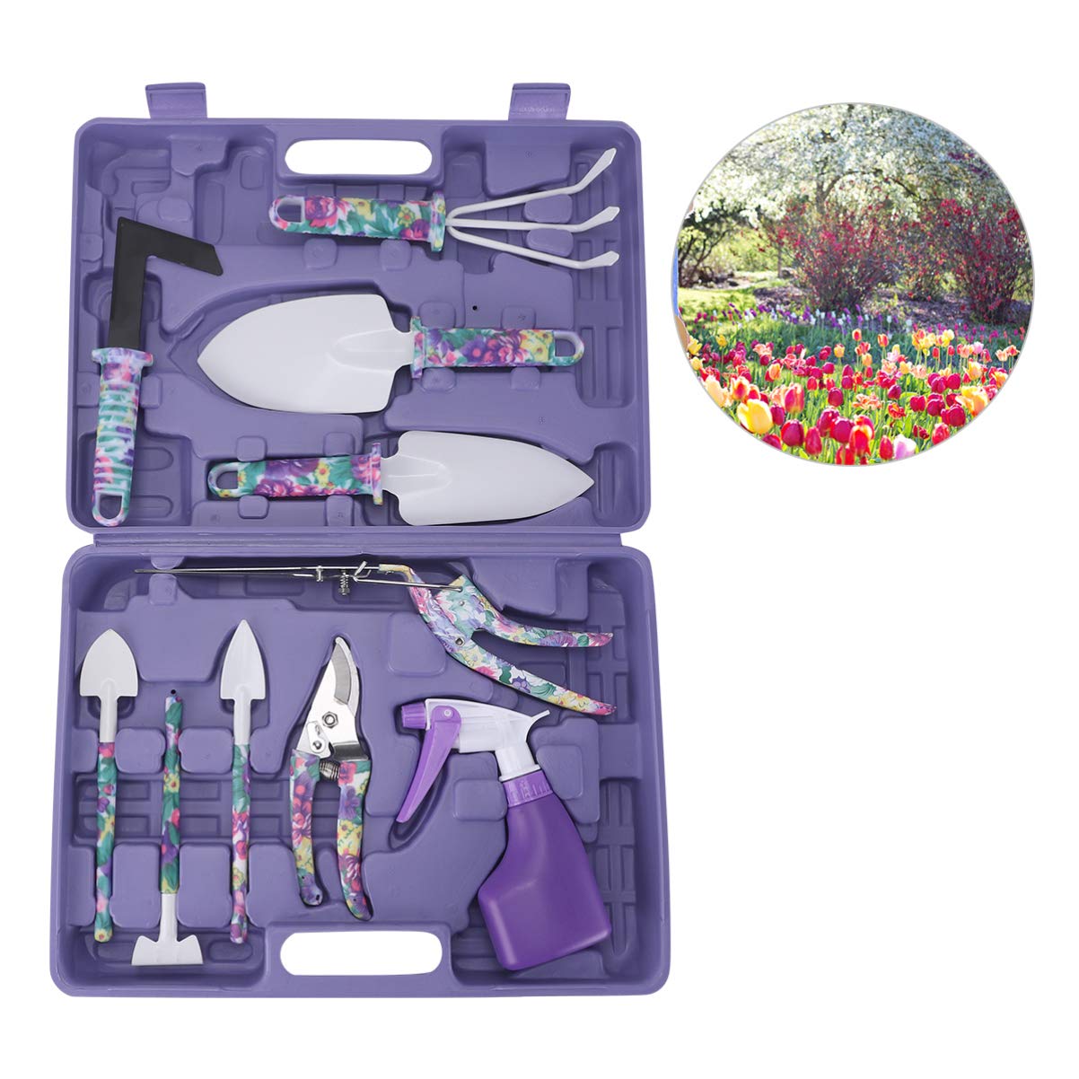 Cabilock 10piezas Herramientas De Jardinería De Alta Resistencia Kit De Herramientas Manuales Incluyendo Tijeras De Podar Paleta De Jardinería y Rastrillo para Uso Jardín y Regalar