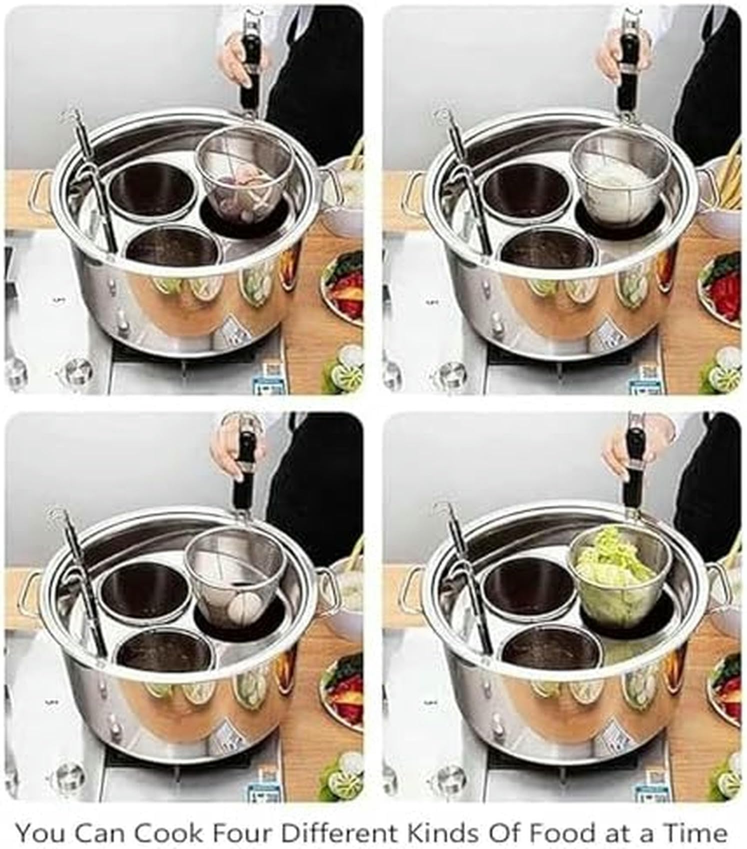 Pentola per zuppa Multifunzionale con colino, utensile per Cucinare la Pasta con cestelli per colino, cuocipasta in Acciaio Inox con 3 Fori per colino, pentola per brodo per Pasta, Gnocchi~/