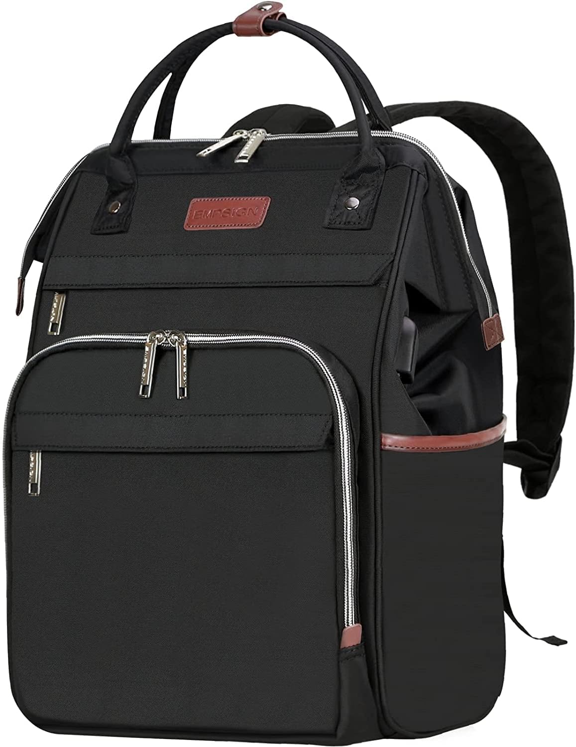 Laptop Backpack Women 15.6-17.3 Inch, Large Laptop Rucksack Wide Open, College School Backpack with USB Charging Port, Water Repellent Travel Business Work Bag Computer Bookbag for Men