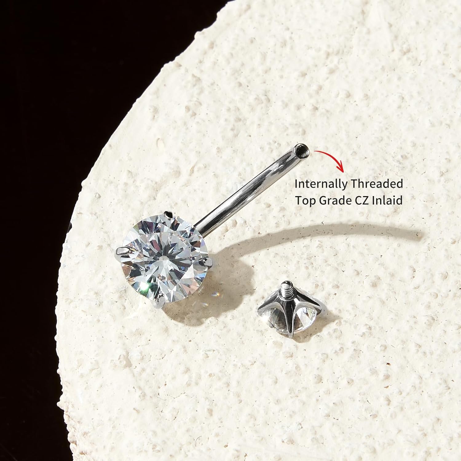 2PC G23 Titanium Belly Button Rings 14G Cubic Zirconia Navel Barbell Belly Bars Piercing Jewelry for Women - Image 5