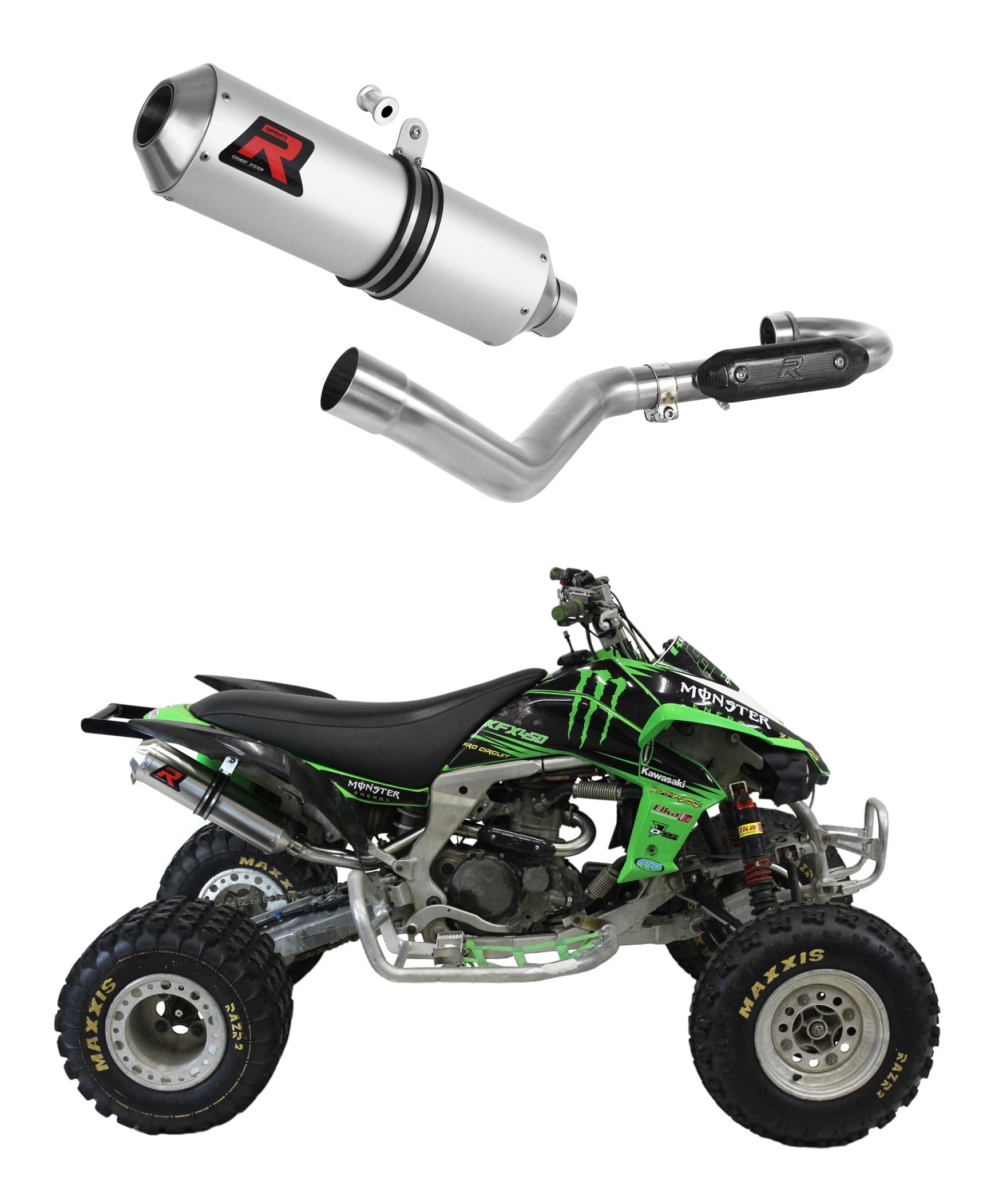 DOMINATOR Ligne complète d'échappement Collecteur Silencieux MX compatible avec KFX 450 2008-2014