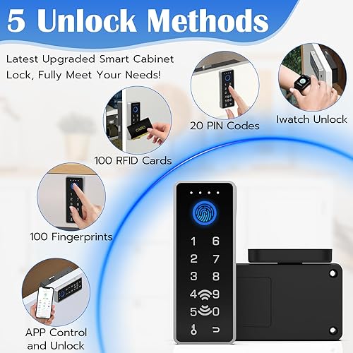 Miniatura 2 de Eseesmart Cerradura inteligente para gabinete, magnética digital electrónica RFID sin llave, Bluetooth, seguridad infantil, a prueba de bebés,