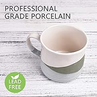 Vista 3 de Bosmarlin Large Stoneware Coffee Mug, Big Tea Cup for Office and Home, 21 Oz, Dishwasher and Microwave Safe, 1 PCS (Geometry-Green)